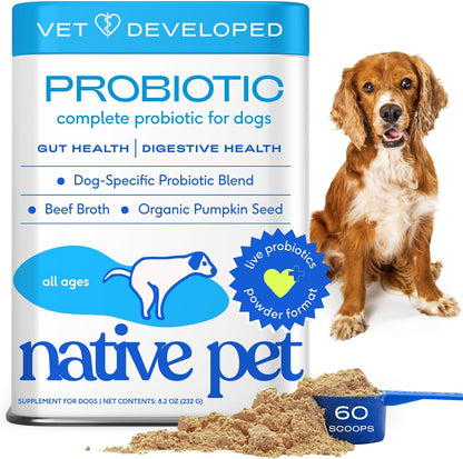 Native Pet Probiotics for Dogs front view authentic container
