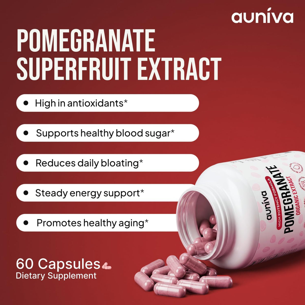 Organic Pomegranate Capsules 700mg - Pomegranate Fruit Extract Supplement - Organic Pomegranate Extract for Antioxidant, Heart & Energy Support - Ancient Wellness Formula - 60 Capsules - Image 2