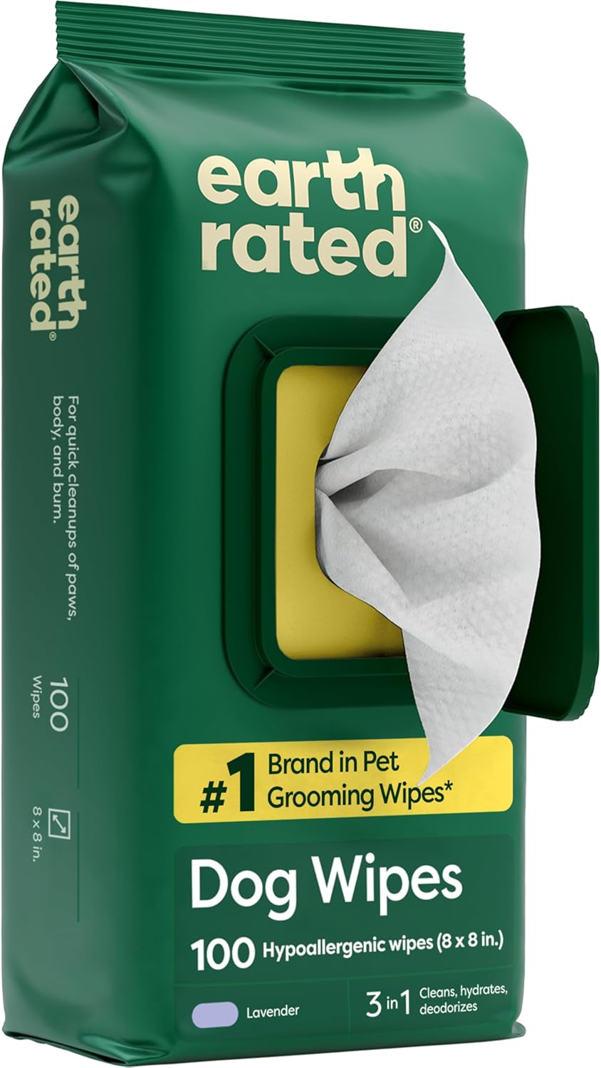 Earth Rated Pet Wipes for Dogs and Cats, Hypoallergenic, 3-in-1 Cleaning, Deodorizing and Hydrating, for Grooming Paws, Body and Butt, Unscented, 100 Count - Image 12