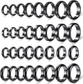 Hicarer 32 Pieces Genuine Hematite Rings Set front view showing polished black stone bands.