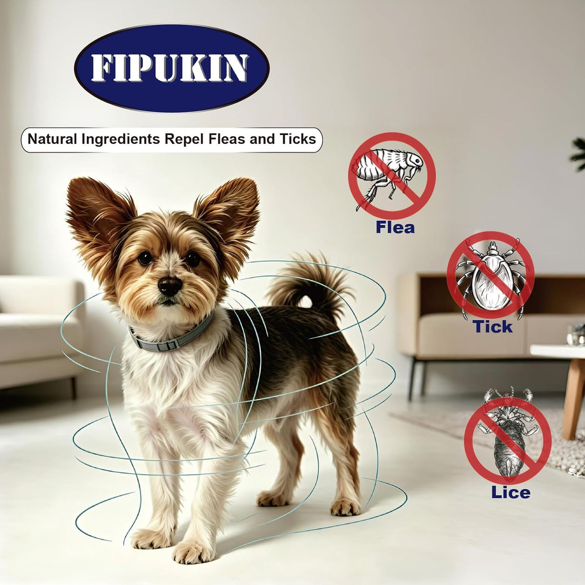 Fipukin flea collar packaging and included metal comb