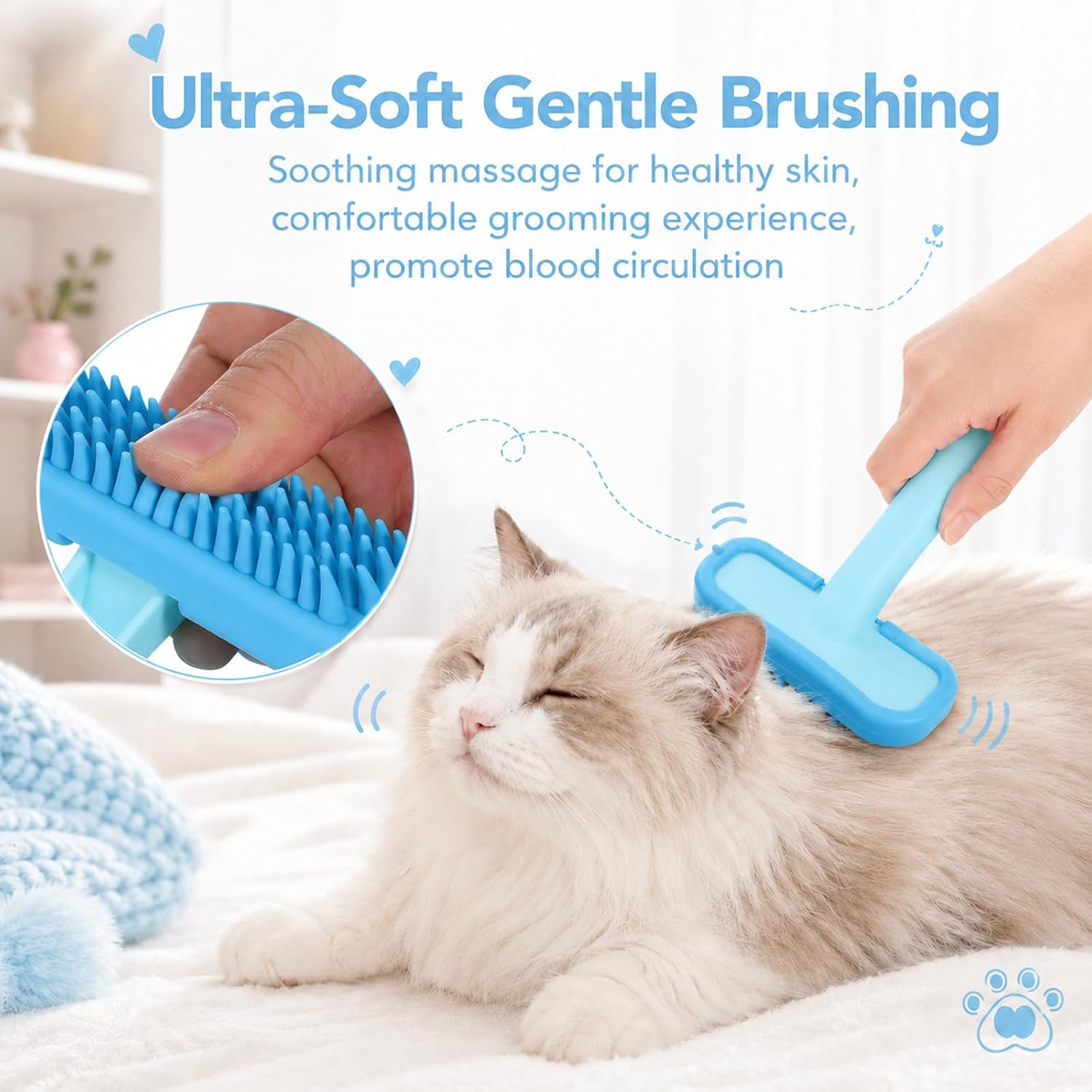 Sulikjhui cat brush with ergonomic ABS handle
