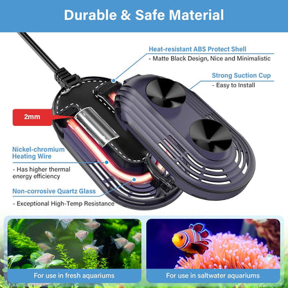 Hygger small tank heater mounted in a betta bowl