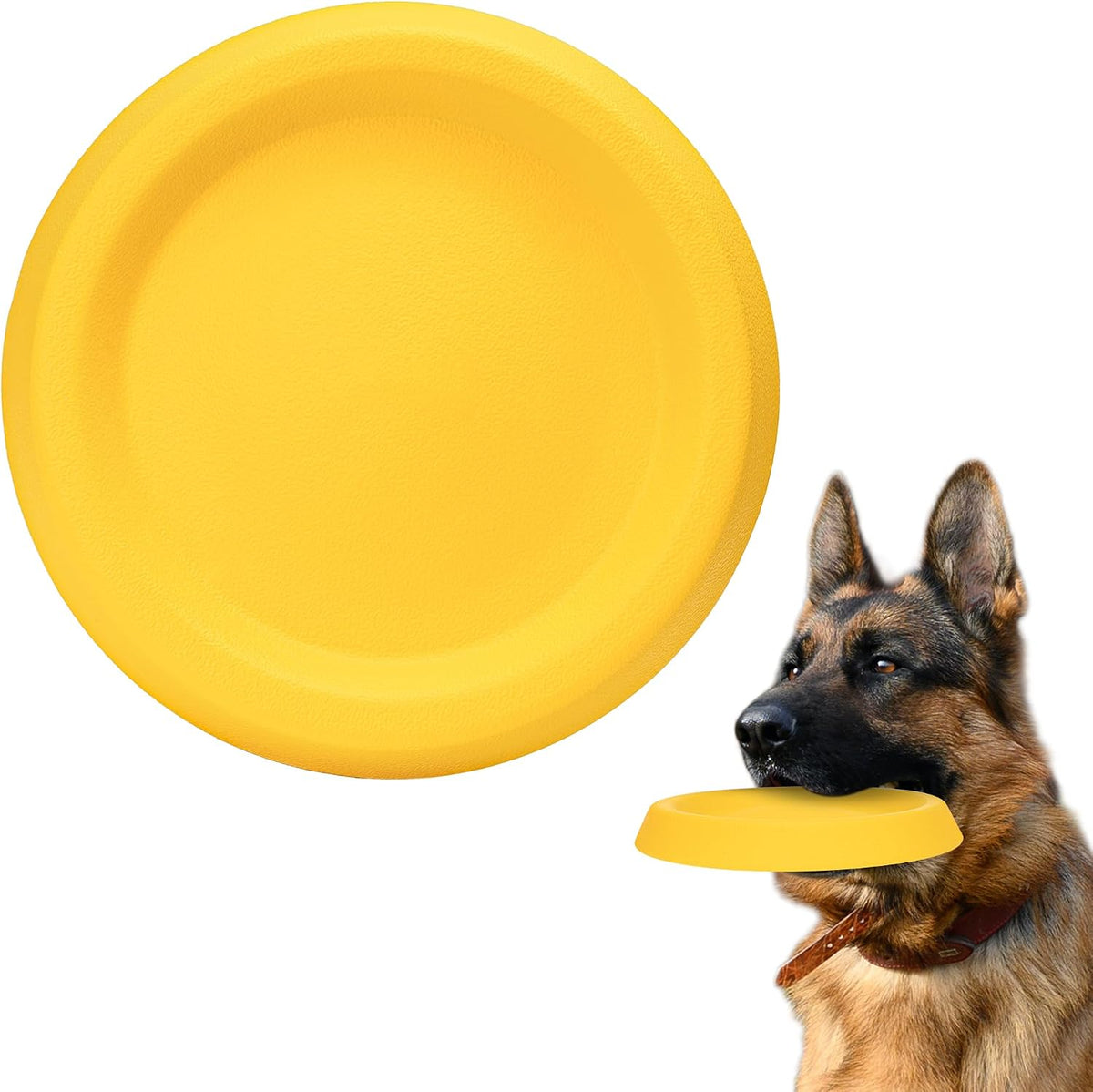 Fusoto dog disc toy yellow front view