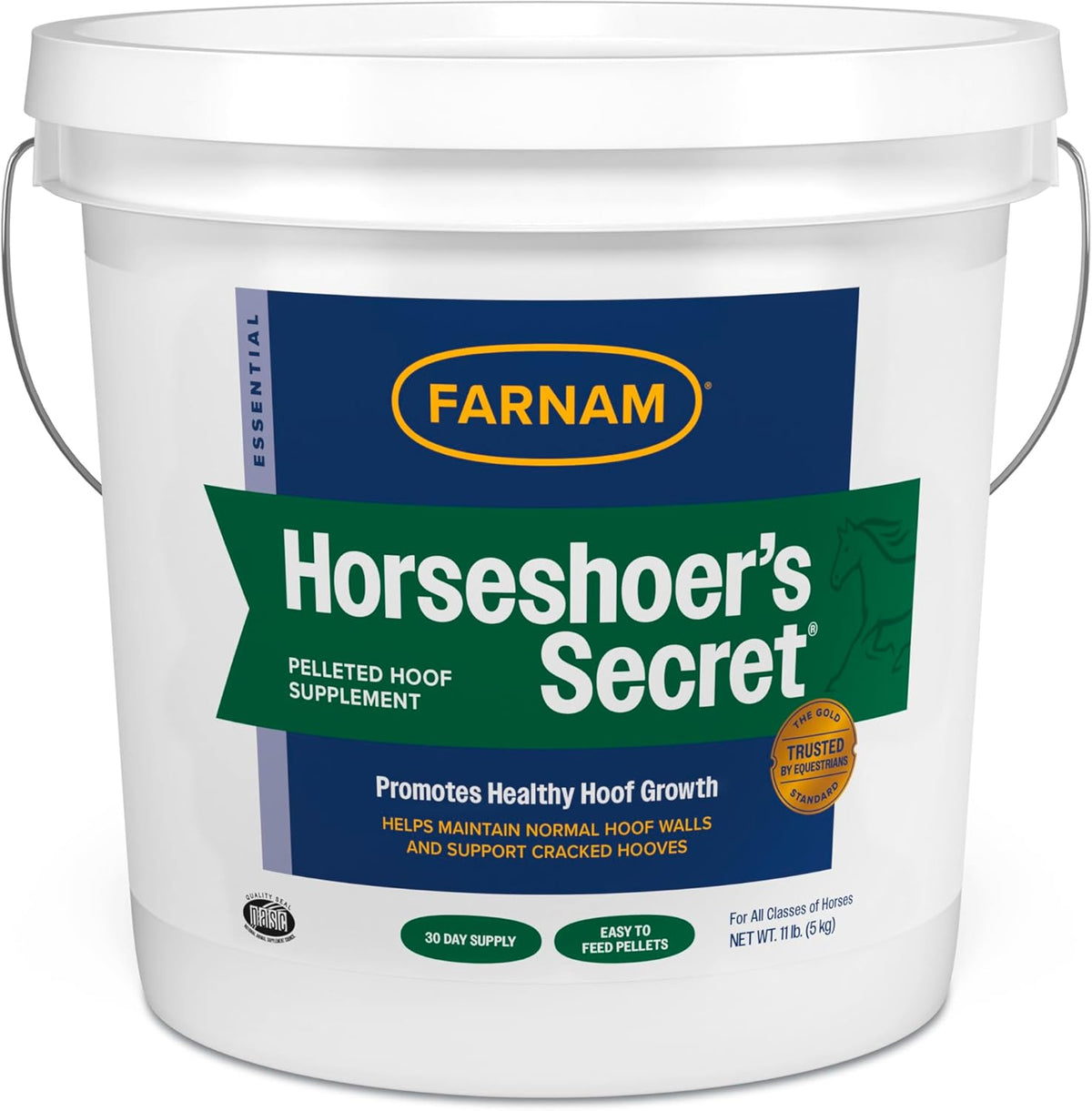 Farnam Horseshoers Secret pelleted hoof supplement front view tub