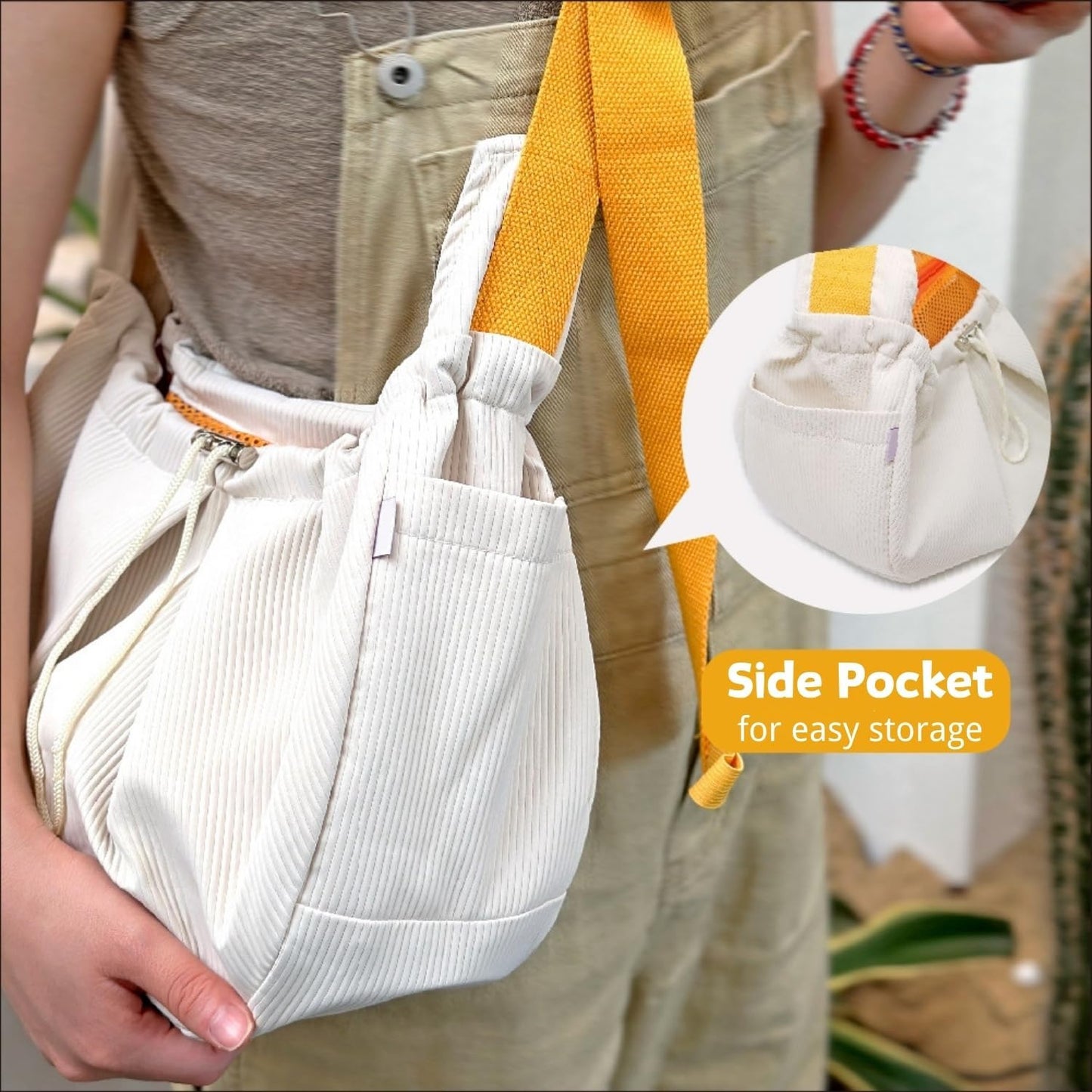 Ferret Sling Carrier - Pet Carrying Bag with Adjustable Strap Hands Free Shoulder Bag Crossbody Travel Slings Soft Small Animal Bonding Pouch Front Backpack for Ferret Rabbit Puppy Kitten (Beige) - Image 5