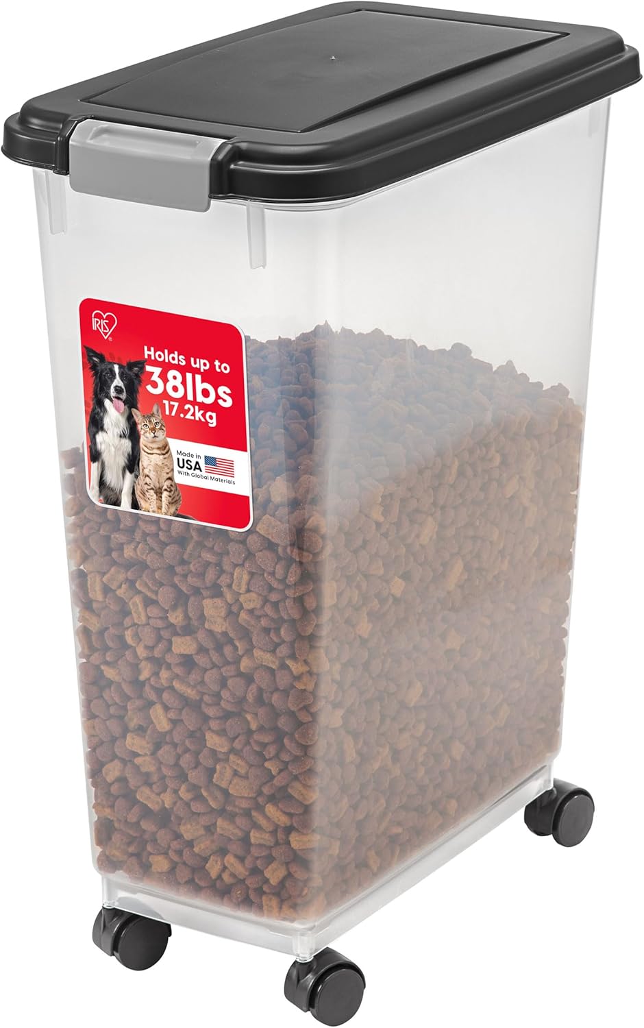 IRIS USA Airtight Dog Food Storage Container, Up to 30 lbs, Attachable Wheels, for Dog Cat Bird and other Pet Food Storage Bin, Keep Fresh, Easy Mobility, BPA Free, Black - Image 14