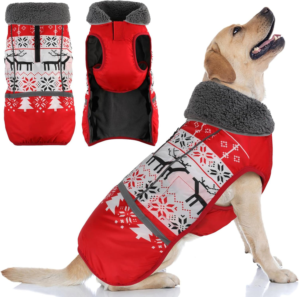 Doglay Dog Coat, Waterproof Dog Jacket Pet Winter Coat for Cold Weather with Thicken Furry Collar, Reflective Puppy Winter Jacket Warm Fleece Lining for Small Medium Large Pets - Image 12