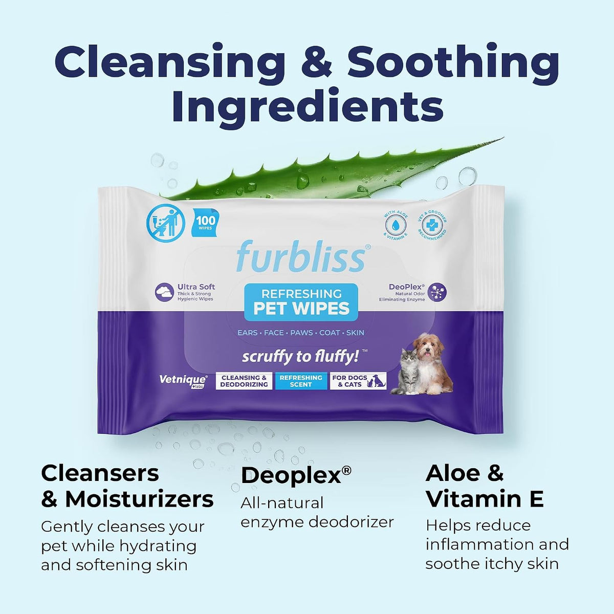 Thick and durable alcohol free cat grooming cloths packaging texture