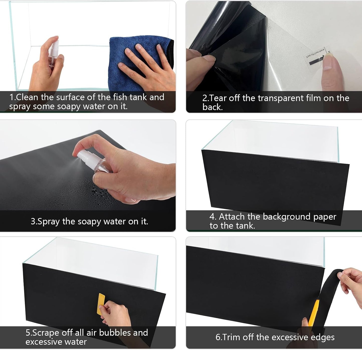 Premium quality heavy duty black fish tank wallpaper roll packaging view