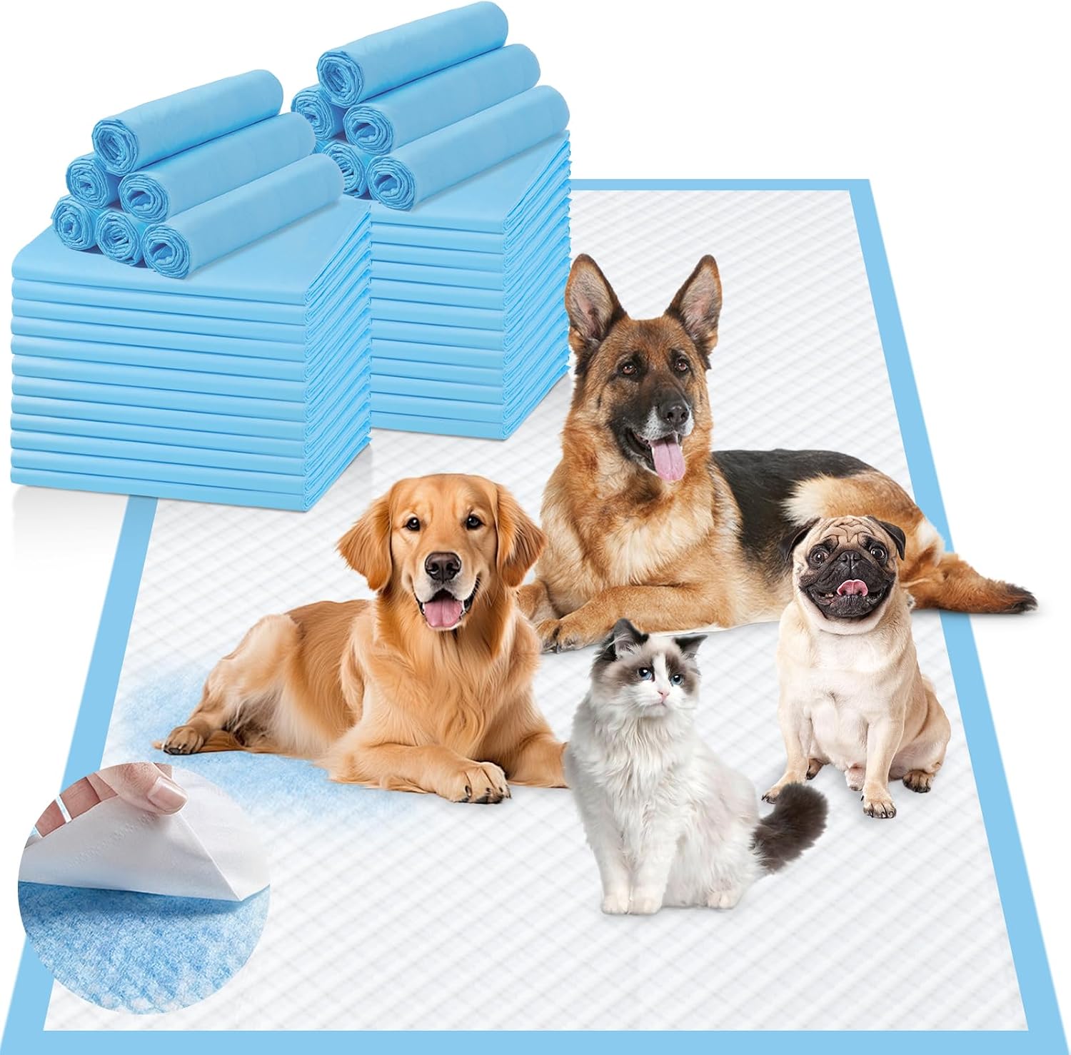 iweepet Enormous 37"x 54" Dog Training Potty Pads, Super Absorbent & Leak-Proof 6 Layers Puppy Pads 30 Counts, Disposable Dog Pee Pads Extra Large for Puppy, Surgery, Older, Cats, Rabbits - Image 10