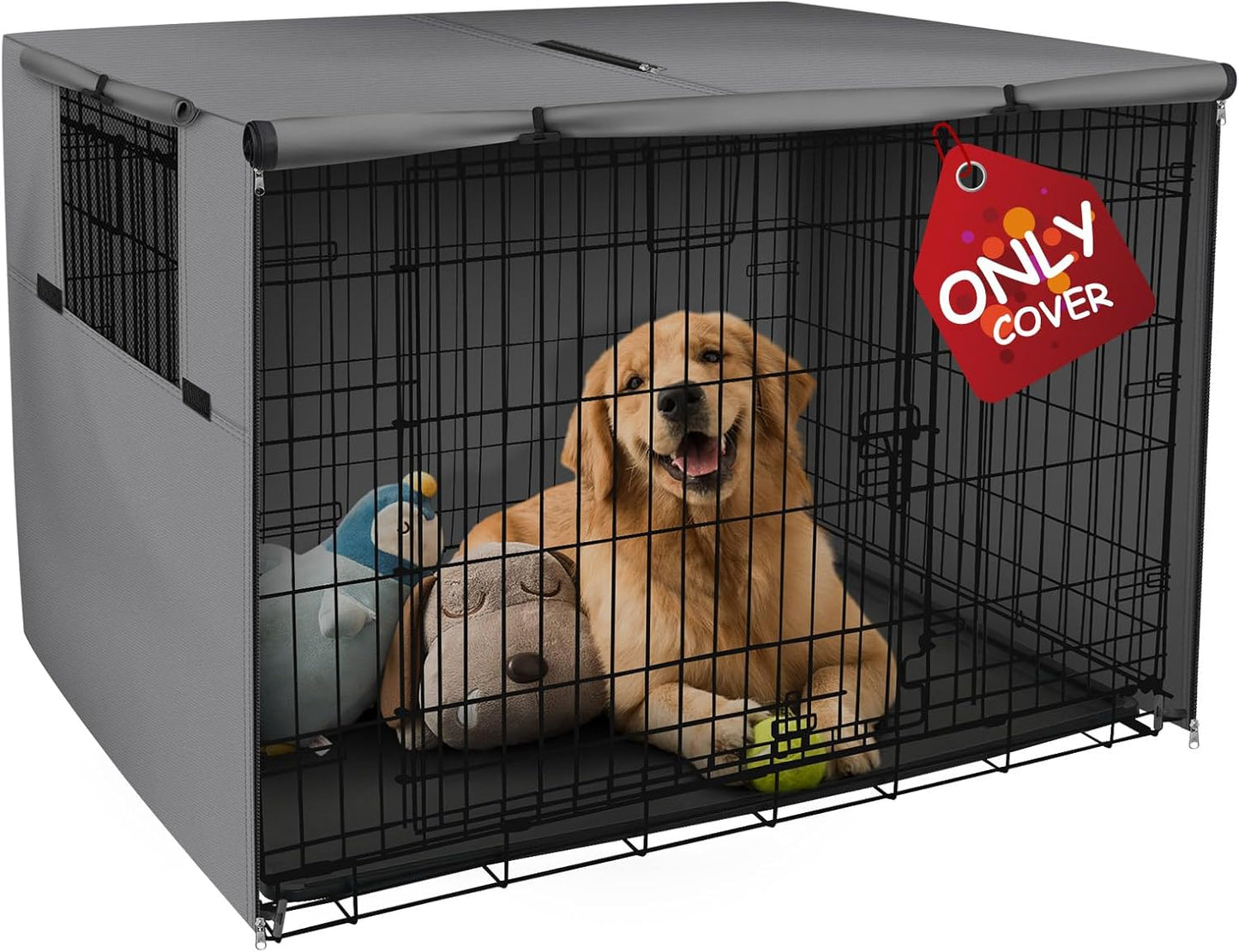 Explore Land Dog Crate Cover Heavy Duty Polyester Pet Kennel Sunshade Universal Fit for 42 inches Wire Cage (Black) - Image 11