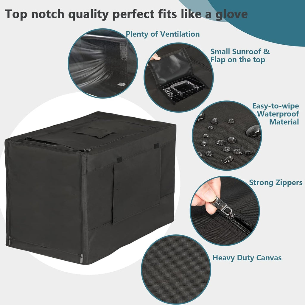 Petsfit imported dog cage cover showing heavy duty durable metal zippers