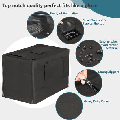 Petsfit imported dog cage cover showing heavy duty durable metal zippers