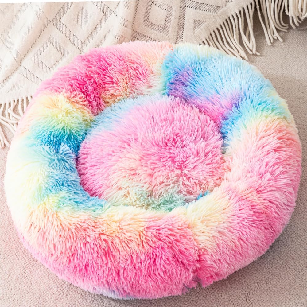 Soft plush texture detail of the Finenohoory donut pet bed