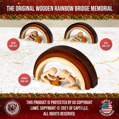 Side profile of Capti Rainbow Bridge cat memorial figurine