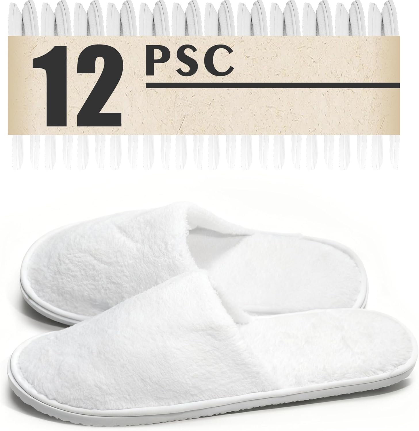 Sloiuih 12 pairs disposable hotel guest slippers front view