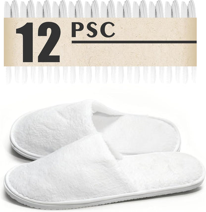 Sloiuih 12 pairs disposable hotel guest slippers front view