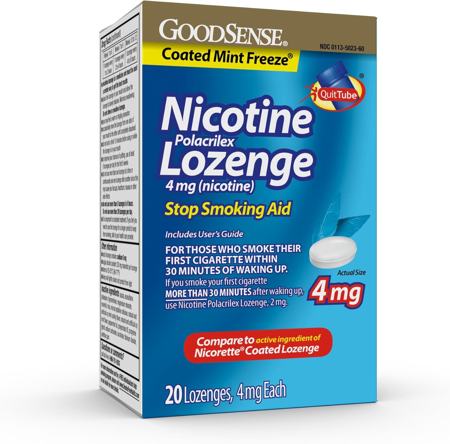GoodSense Coated Ice Mint Nicotine Polacrilex Lozenges 4 mg front packaging