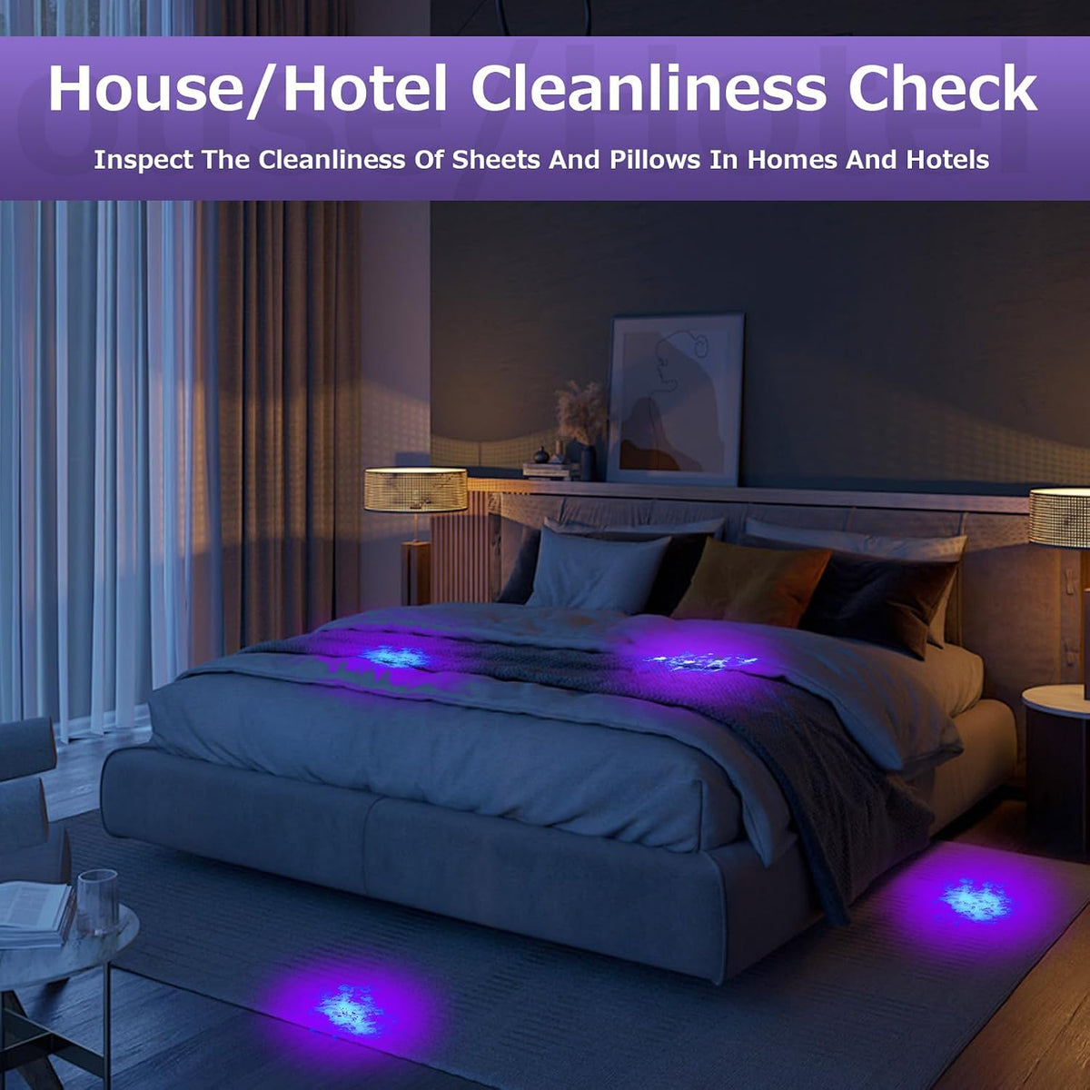 Benss 395nm LED ultraviolet torch utilizing its built-in power bank feature to charge a smartphone.
