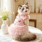 Detailed shot of the ruffled trim neckline on the YZHZIIR pet clothes