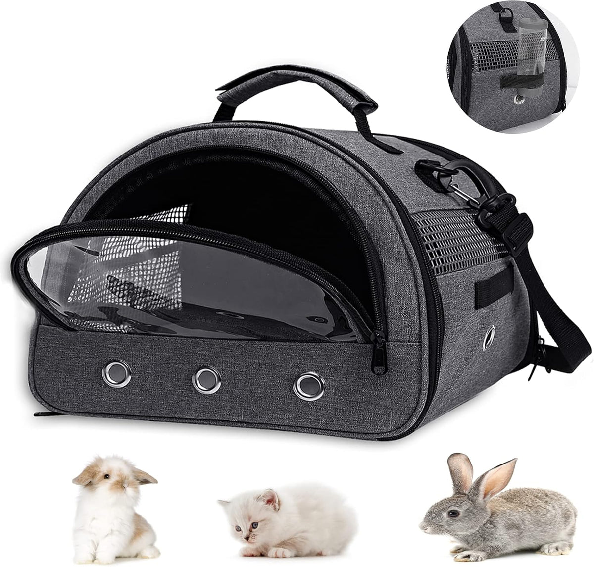 Zhilishu guinea pig carrier front view showing transparent window