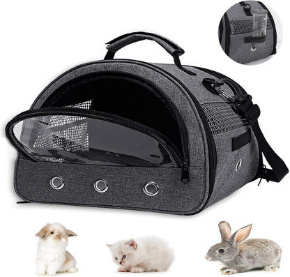 Guinea Pig Carrier, Small Pet Hamster Carrier Bag, Rabbit Bunny Travel Carrier Outdoor Handbag, Breathable Carrier for Small Animals with Water Bottle Holder & Removable Liner (Grey-Large) - Image 1