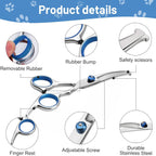 Lightweight dog grooming scissors with ergonomic handles and comfortable rubber finger inserts