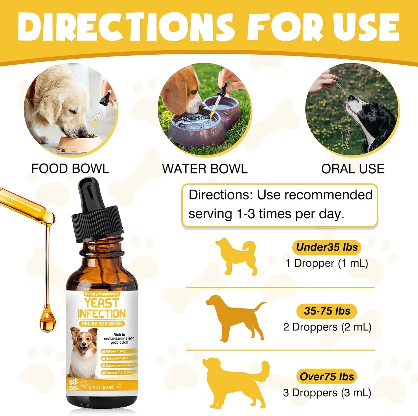 Anti-inflammatory dog drops for reducing ear redness and paw licking
