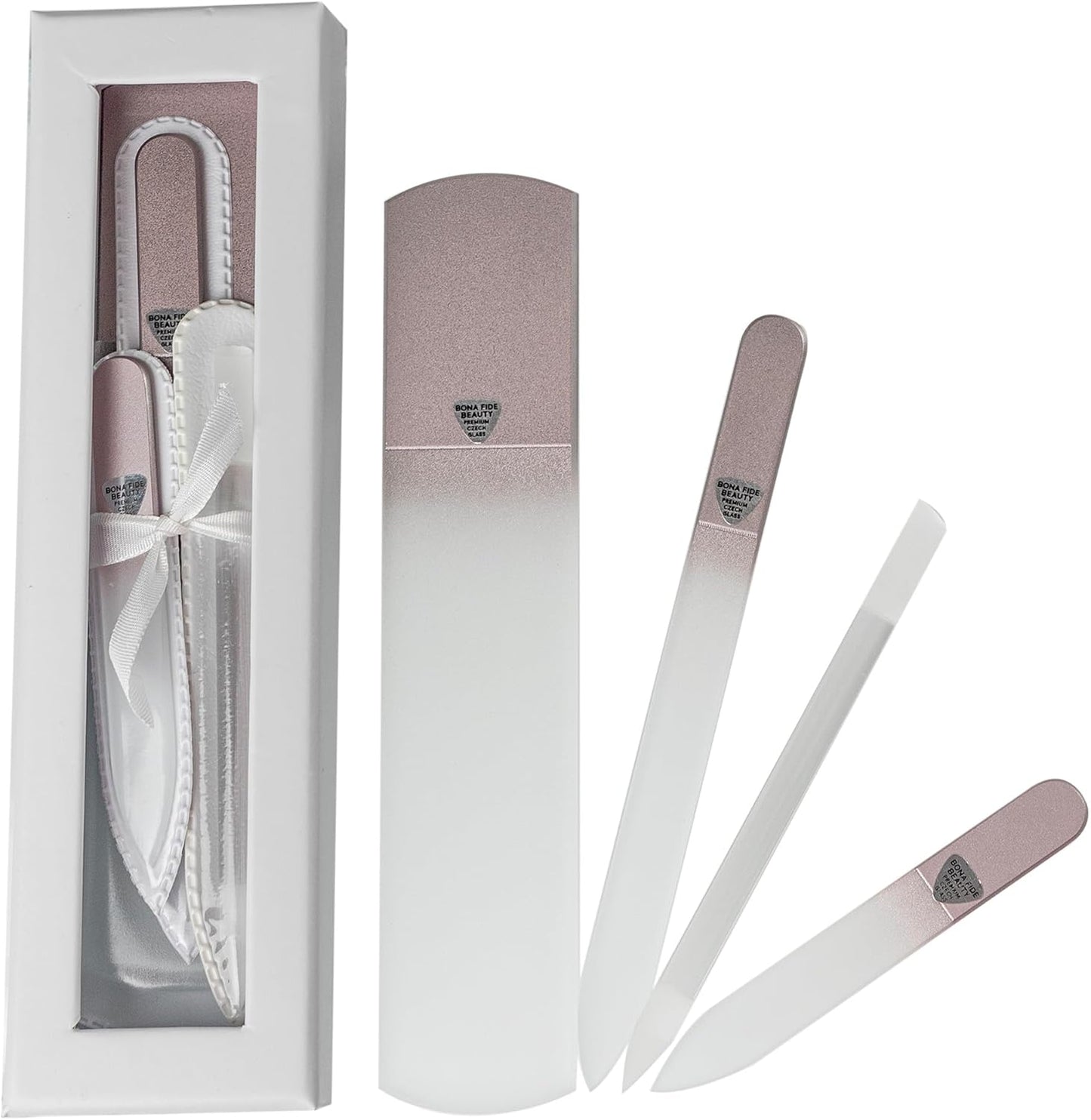 Bona Fide Beauty 4-piece Czech glass manicure set rose gold