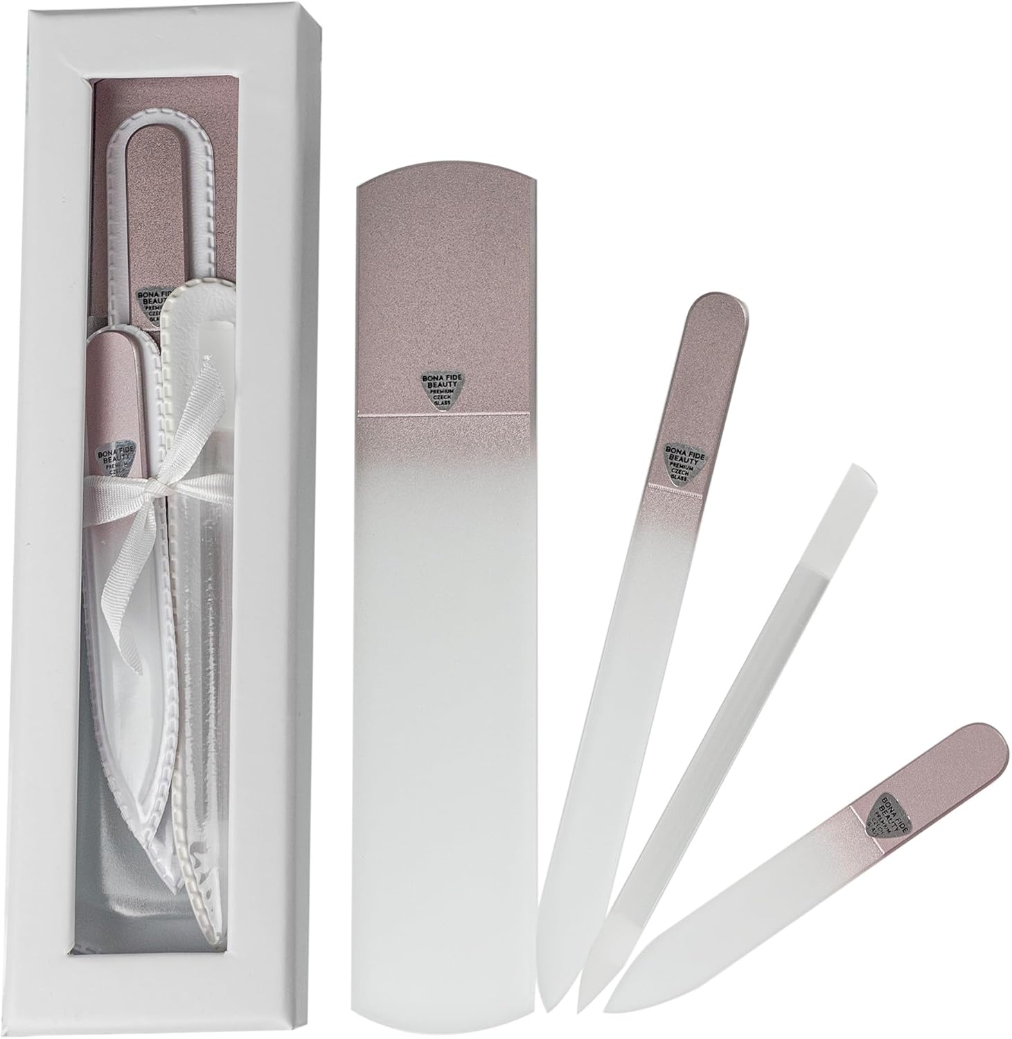 Bona Fide Beauty 4-piece Czech glass manicure set rose gold