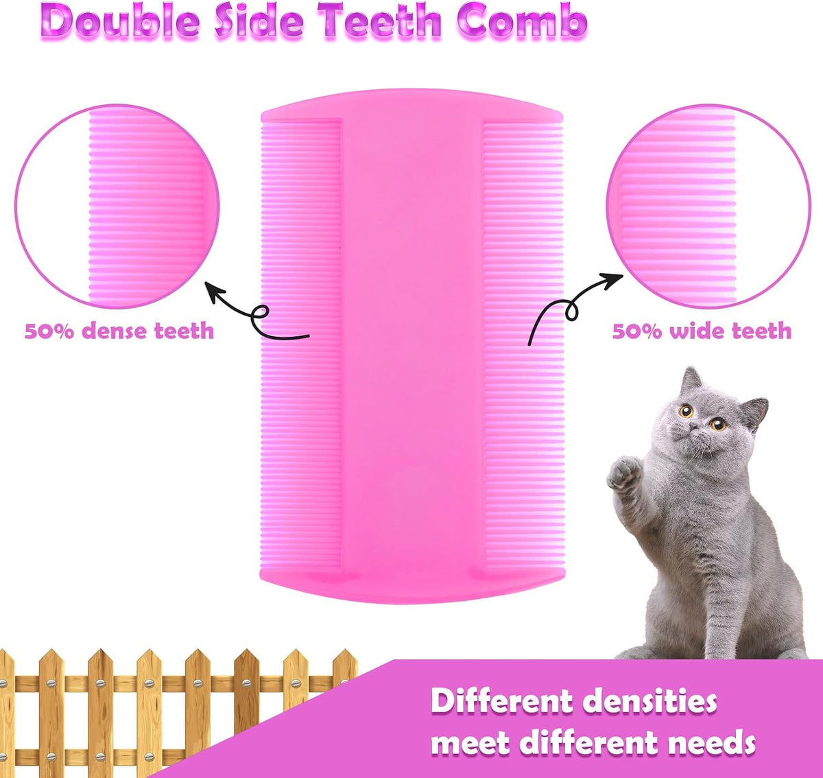Ergonomic pink handle of Caphont pet comb