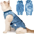 Dotoner tie dye cat recovery suit navy blue front view