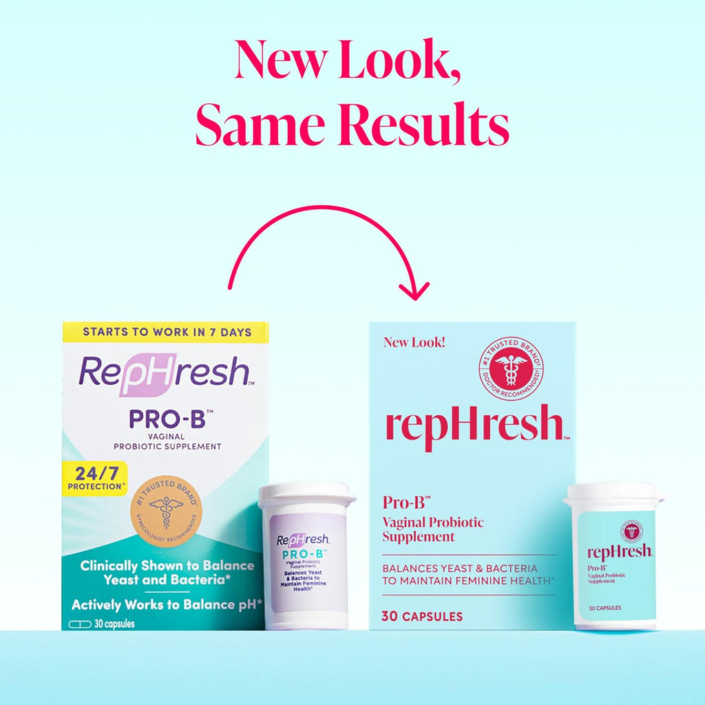 RepHresh probiotic capsules bottle showing daily count and branding