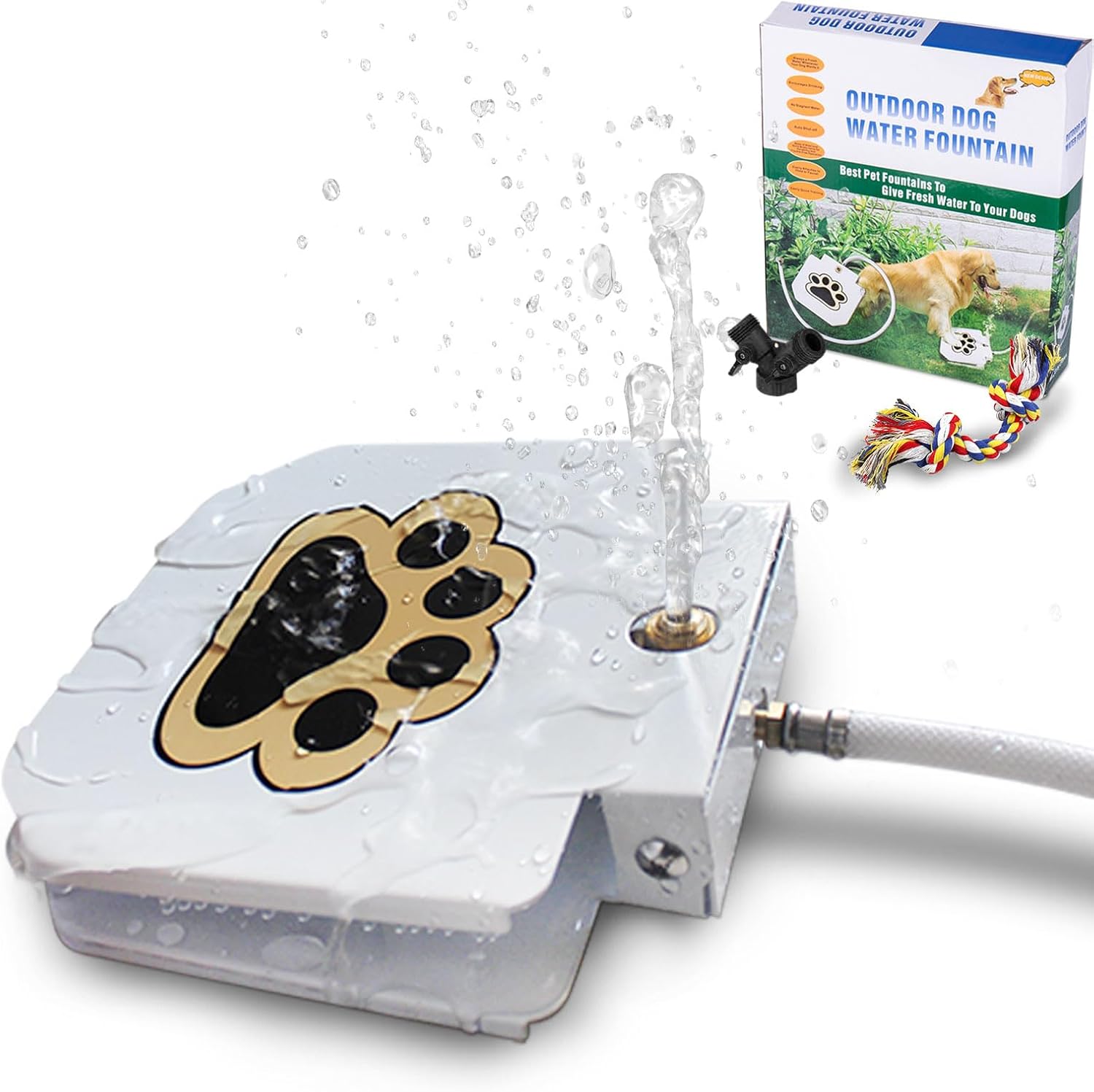 Bacoeng outdoor dog water fountain with paw activated pedal front view