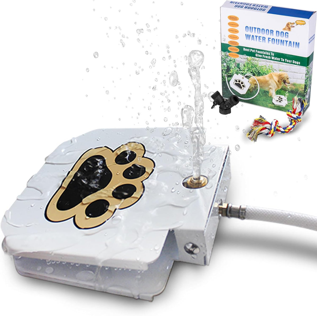 Bacoeng outdoor dog water fountain with paw activated pedal front view