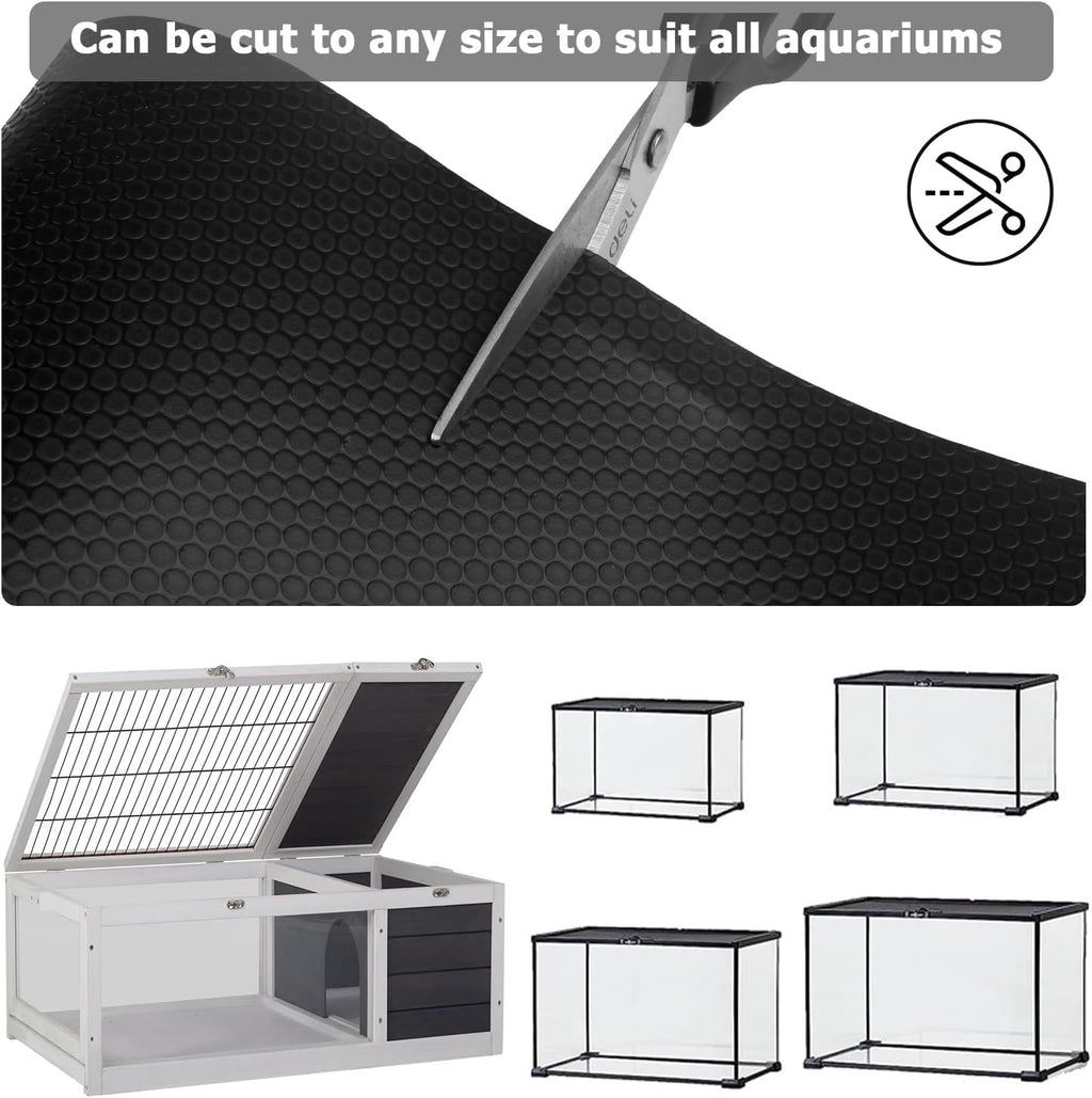 Non-adhesive black EVA mat rolled out for reptile habitat