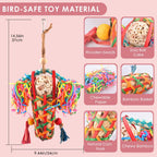 Close up of natural sola balls and bamboo on KATUMO bird toy