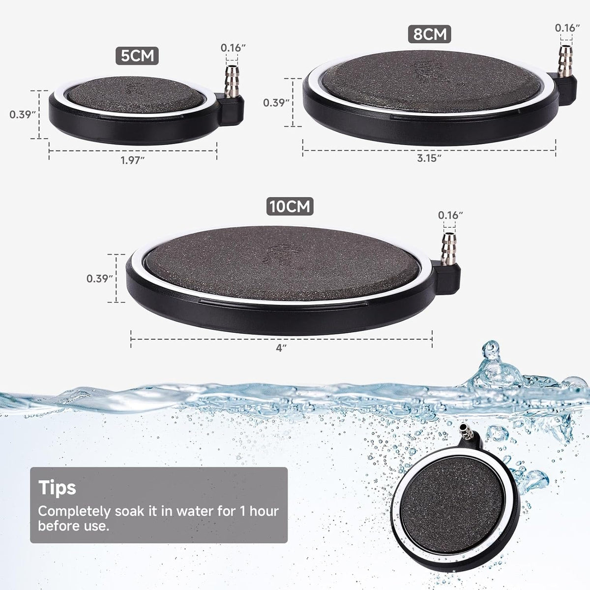 Hygger high dissolved oxygen nano disk bubbler packaging contents