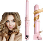 DEPOVOR automatic curling wand front view showcasing the pink rotating barrel and buttons.
