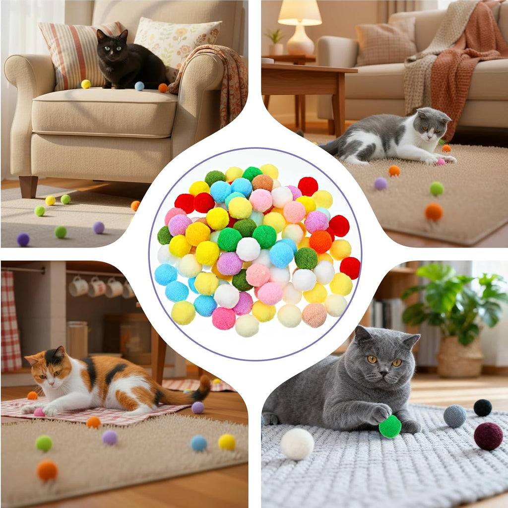 Assorted bright colored soft texture pet play balls suitable for DIY crafts and feline exercise