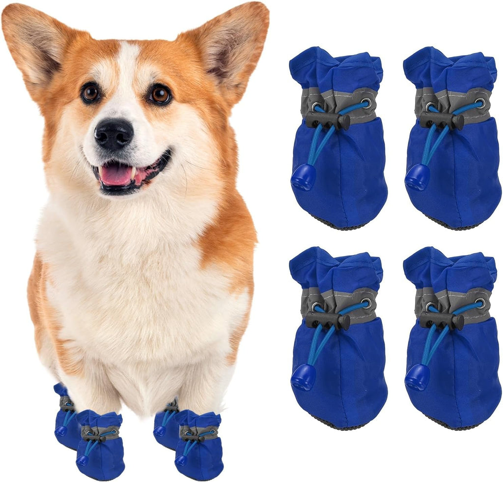 Dog Shoes Dog Boots, Paw Protector Anti-Slip Sole Winter with Reflective Strap Waterproof Soft, (4Pcs, Oxford, 3x2.6, Black), for Small Medium Puppies/Walking/Outdoor/Hardfloor - Image 11