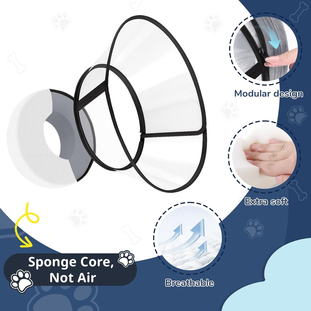 ICOYEA soft dog recovery collar with attached clear plastic shield view