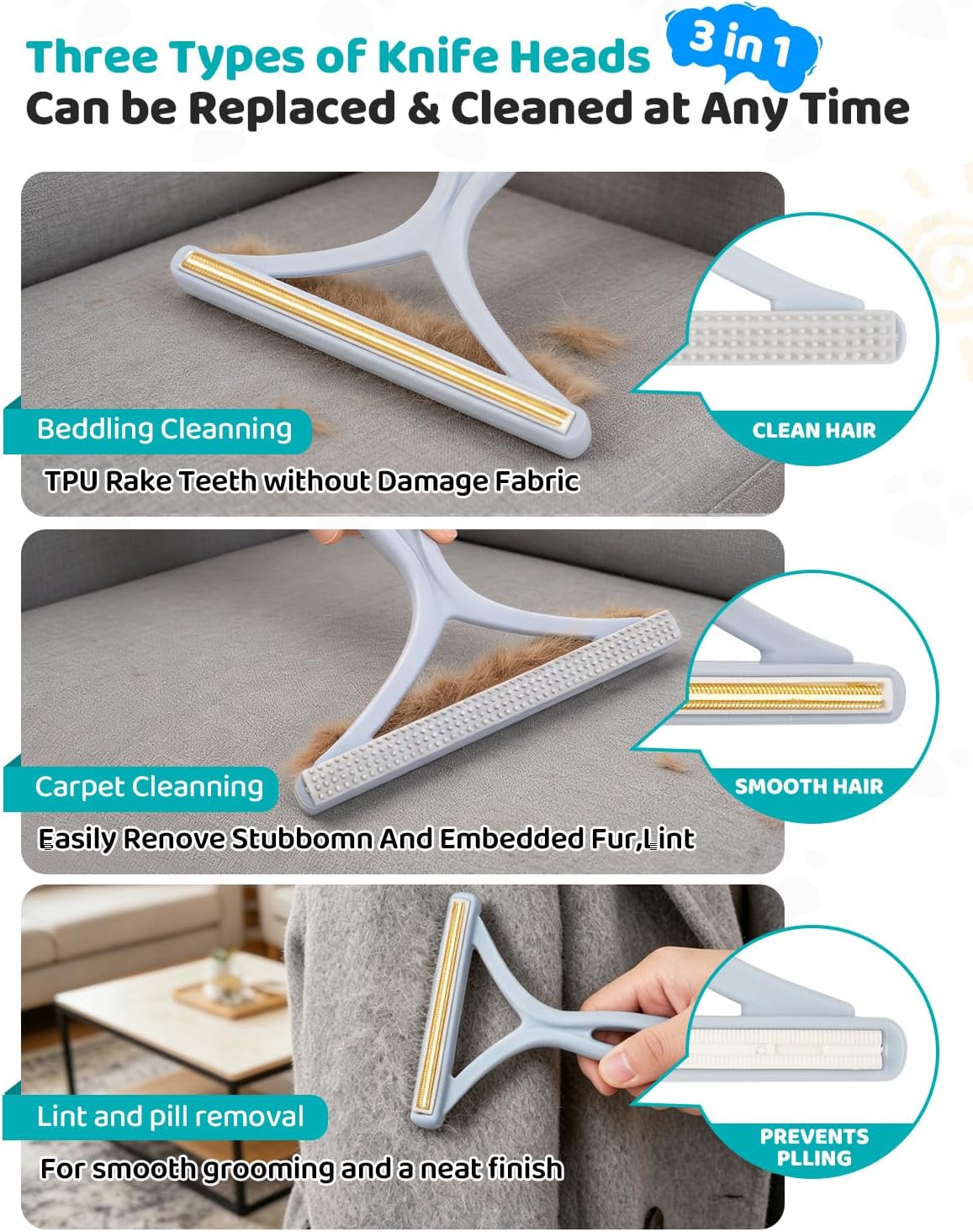 Comparison of carpet before and after using Skrmisda rake