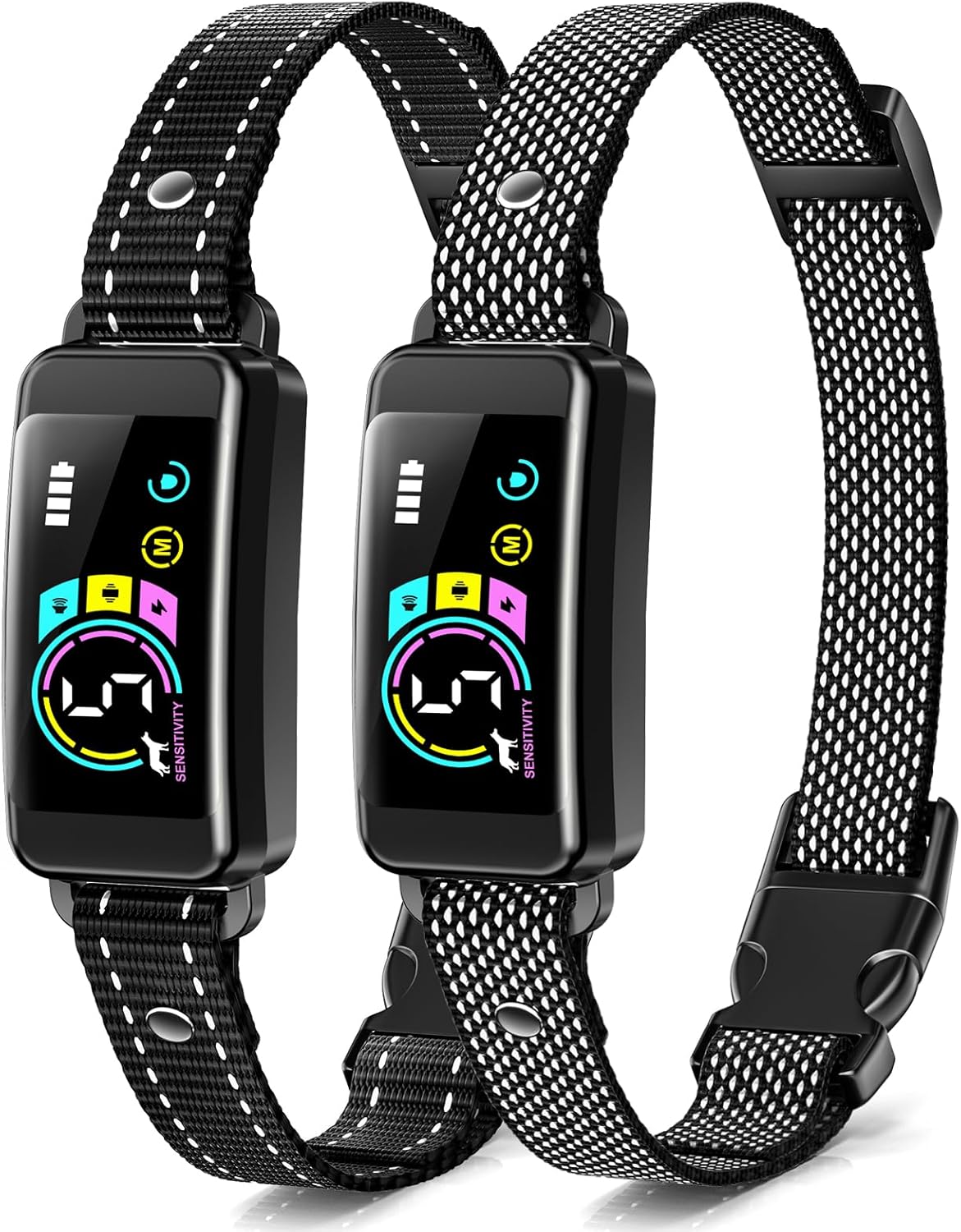 Keoge Smart Dog Bark Collar 2 Pack front view black