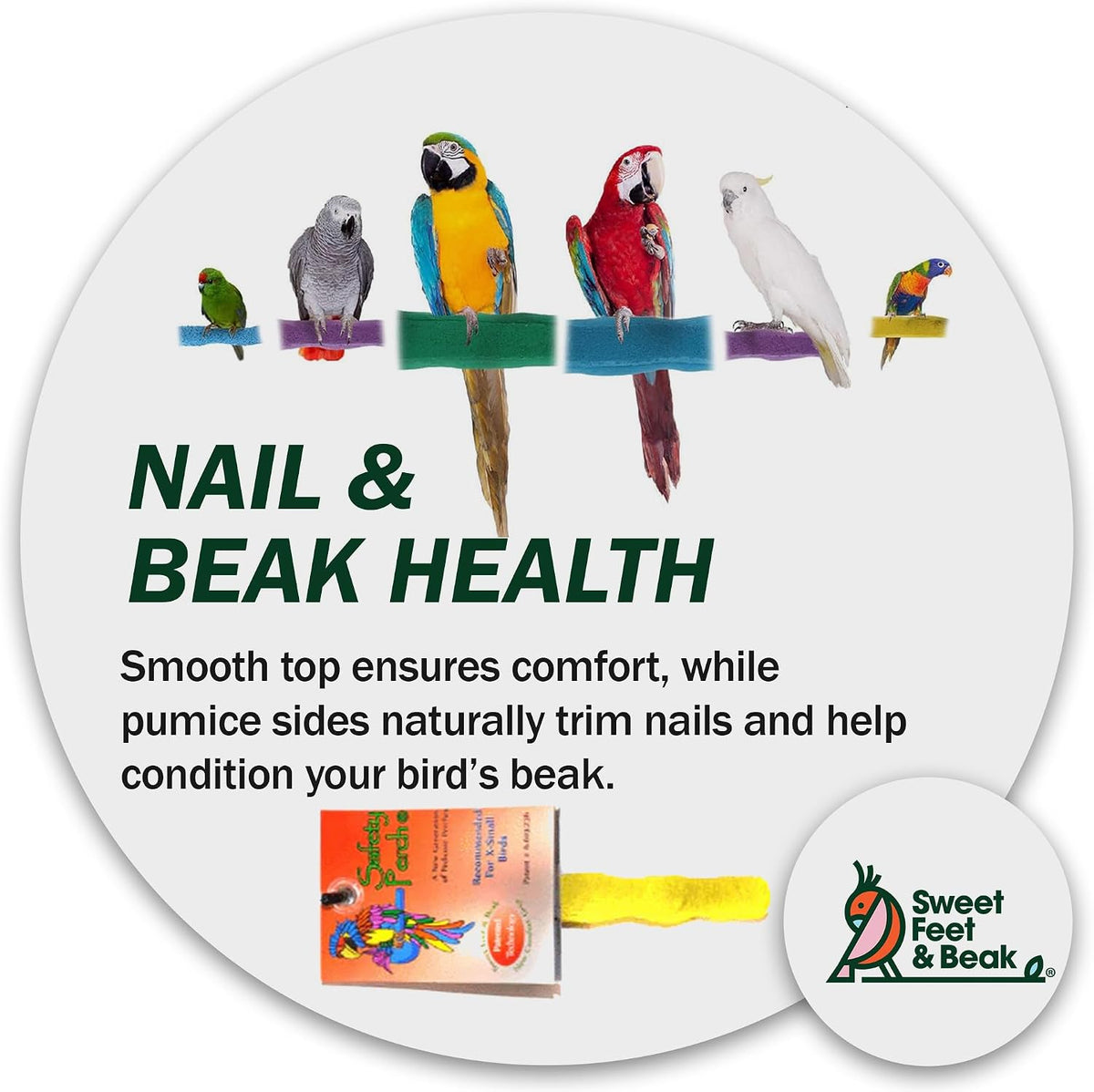 Sweet Feet and Beak Comfort Grip Safety Bird Perch, X-Large Pedicure Perch - Image 5