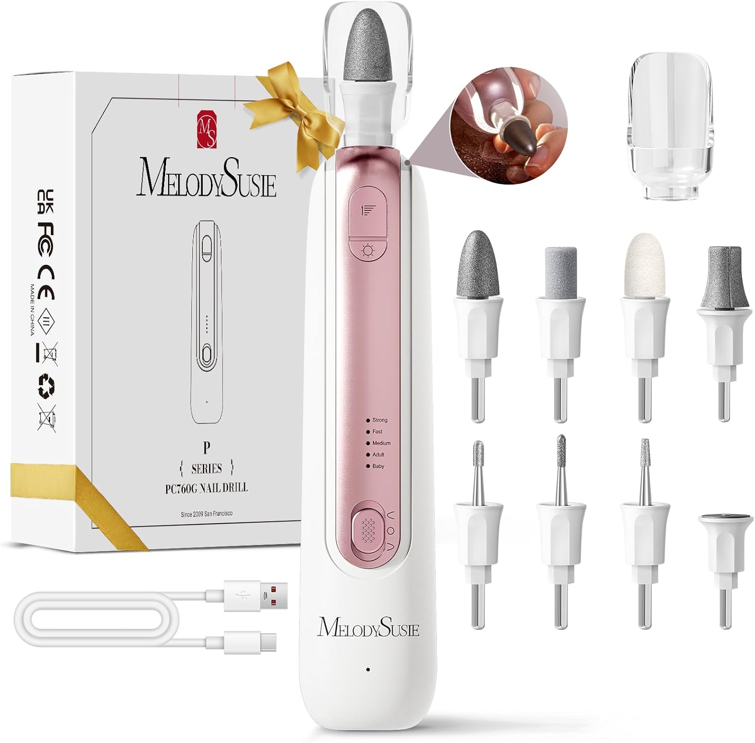 MelodySusie PC760G cordless manicure and pedicure nail drill kit front view