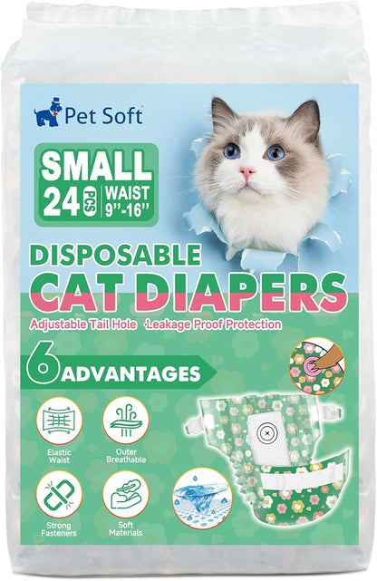 Pack of twenty four small disposable diapers for cats