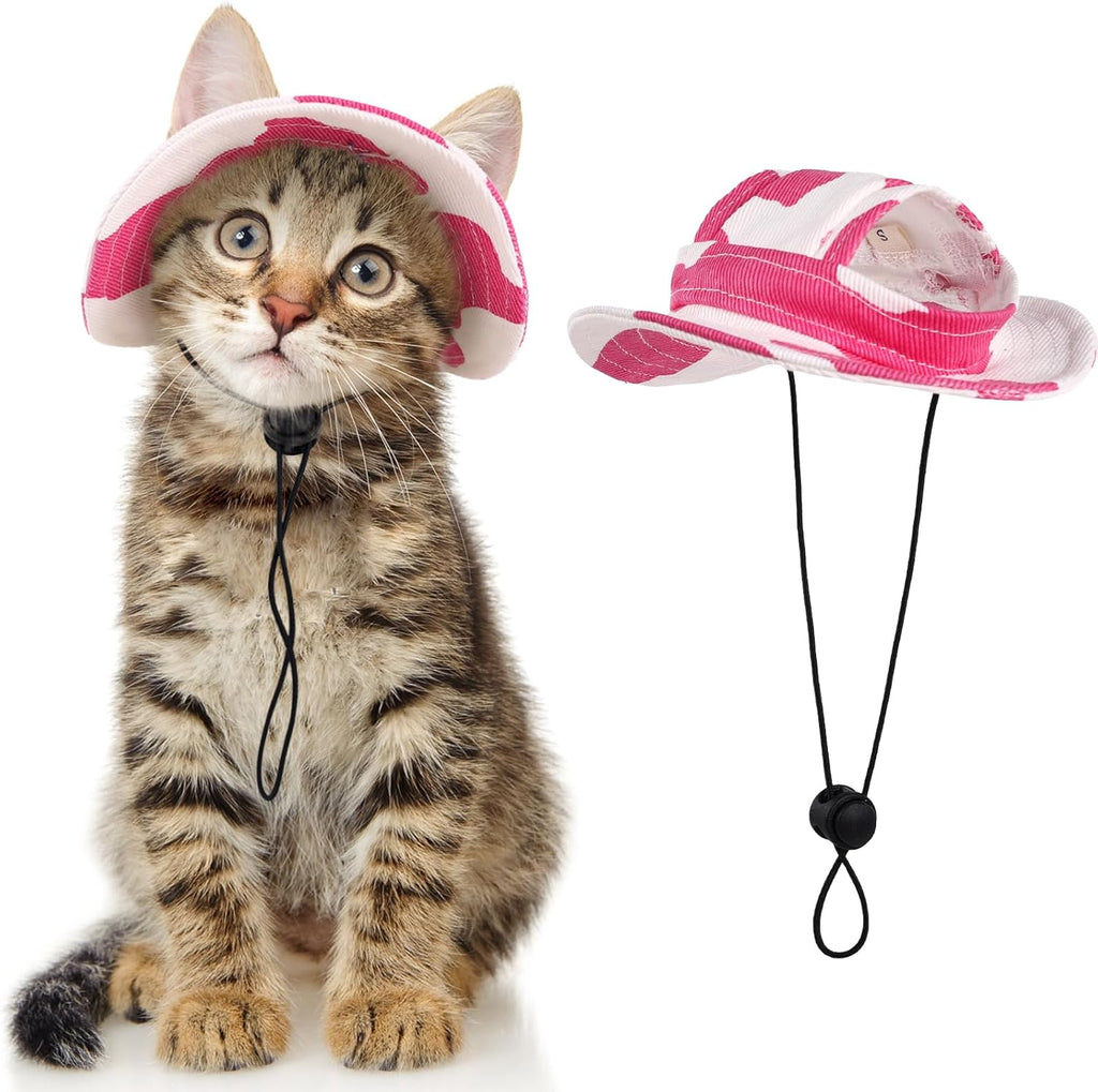 DENTRUN Cat Bucket Hat with Ear Hole, Cotton Birthday Bonnet for Small Pets | Breathable cotton, Adjustable Secures fit, For birthday Party, For small cats, daily cute photos - Image 10