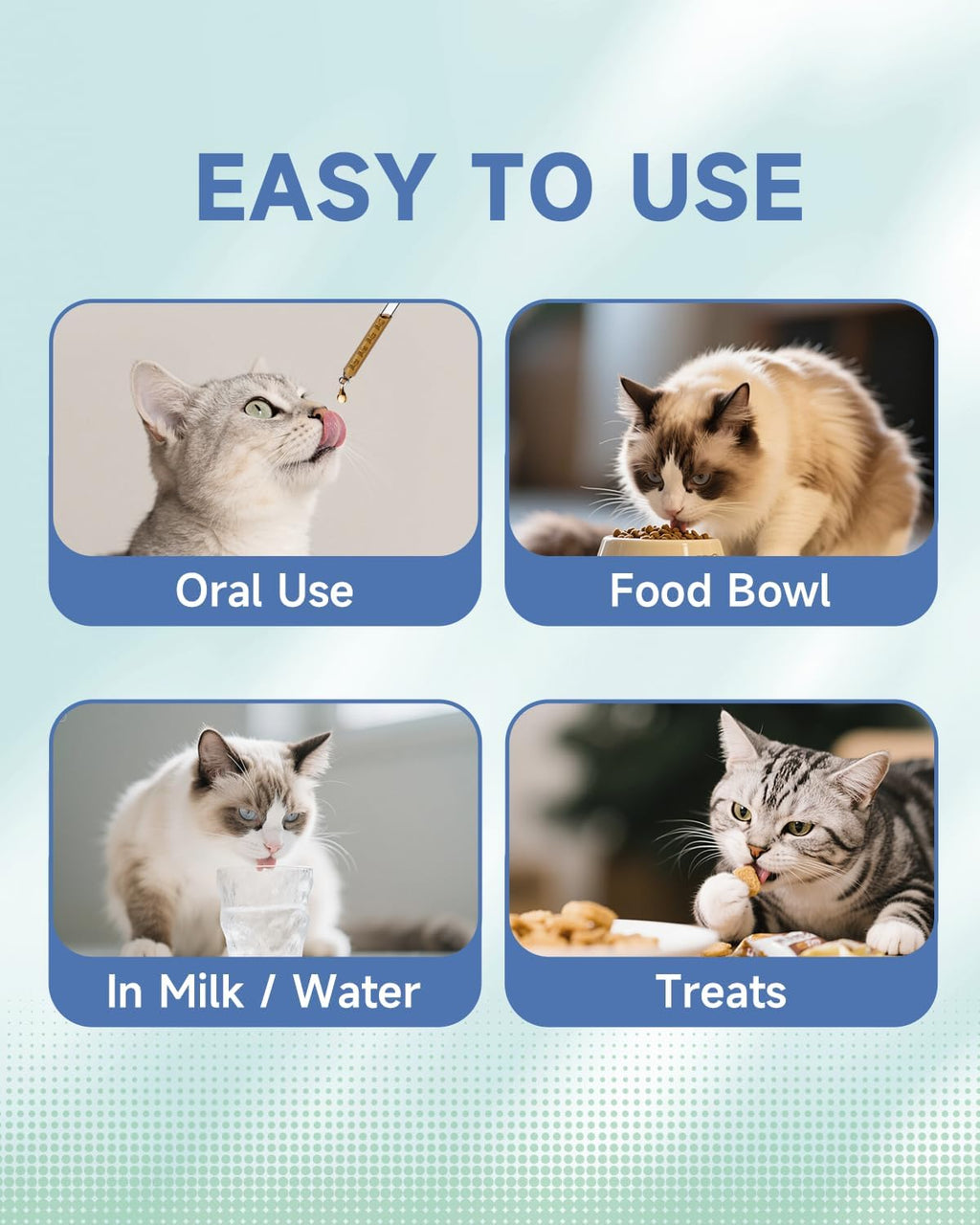 Liquid hairball drops for cats showing easy dose application dropper cap